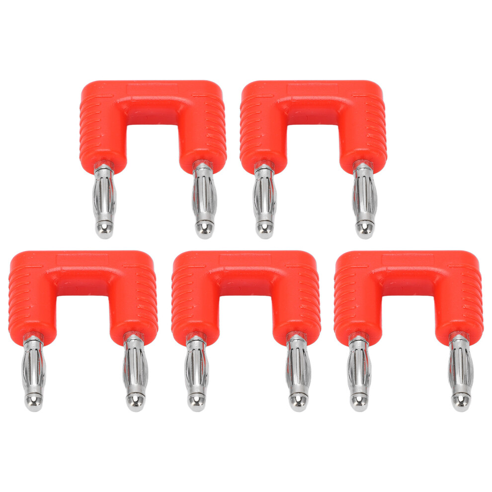 5Pcs J.20004 Copper Nickel Plated Banana Dual Plug, 19Mm Spacing, Red 9391329366375
