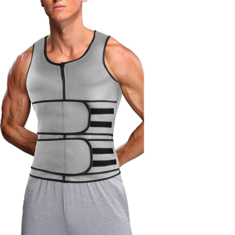 Running Tank Top Men's Slimming Belt Fitness Belt Neoprene Sauna Belt Weight Loss Body Sauna Sweat Belt Shapewear Shaper Waist Trimmer Vest M Gray-image-OPC-PJ6D5SH-NEW