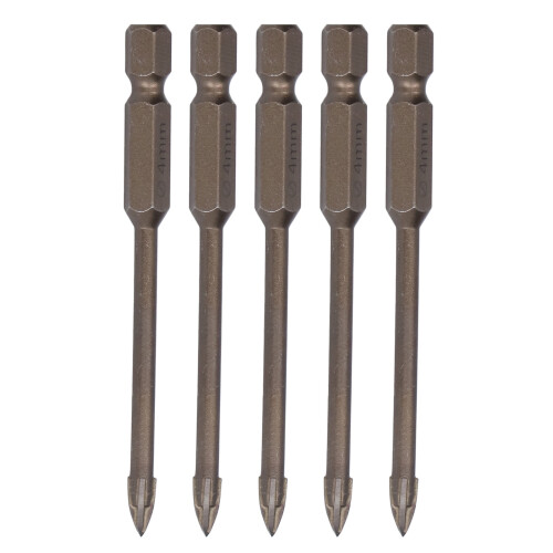 5Pcs Cross Drill Bit Set 1/4in Hex for Glass, Tile, Concrete, 4mm 1