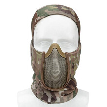 Tactical Balaclava Mesh Mask Airsoft Paintball Full Face Protection Ninja Style Hood Steel Metal Mask Foldable Design/Cp/27 x 32 cm