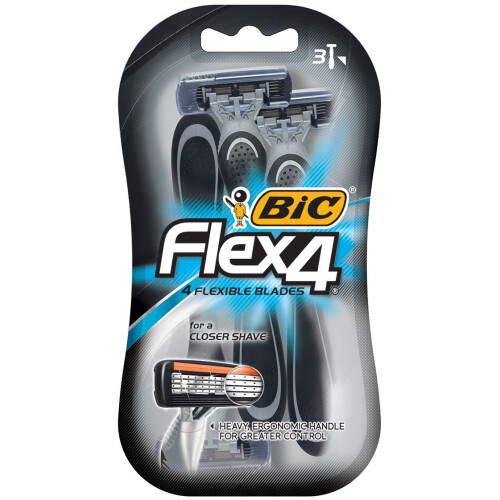 BIC BIC Flex 4 Μοναδικά Ξυράφια για Άνδρες, 3 Τεμάχια (Συσκευασία 3)