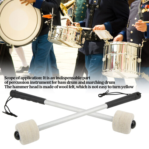 2 pièces de maillets de percussion, compact, métal blanc/feutre 2