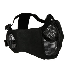 Tactical Airsoft Mask, Foldable, Lower Half Made of Metal, Steel Grid, With Half Face Protection And Hearing Protection/Bk