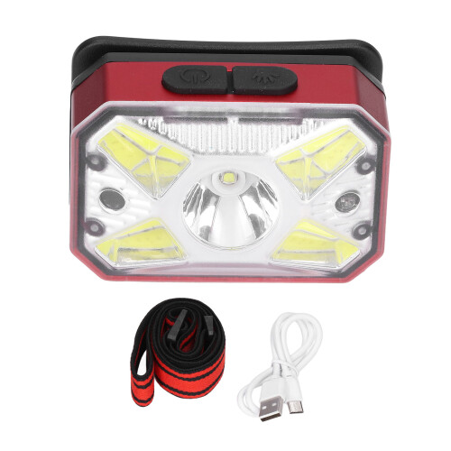 Linterna frontal LED COB USB roja 1200 mAh 6.5x4.3x3.5cm 1