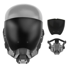 Airsoft Mask, Tactical Full Face Masks with Balaclava, Black Cyberpunk Masks for Halloween Costume, Paintball/Black