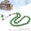 Chapelet à 33 perles, 12 mm vert, résine-métal, gravé 10