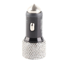 Chargeur USB pour voiture à double port 3,1 A 5 V strass blancs