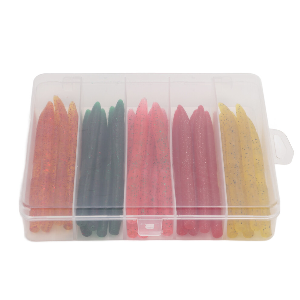 50pcs Noodle Worm Soft Bait Kit with Rubber O Ring, 14cm