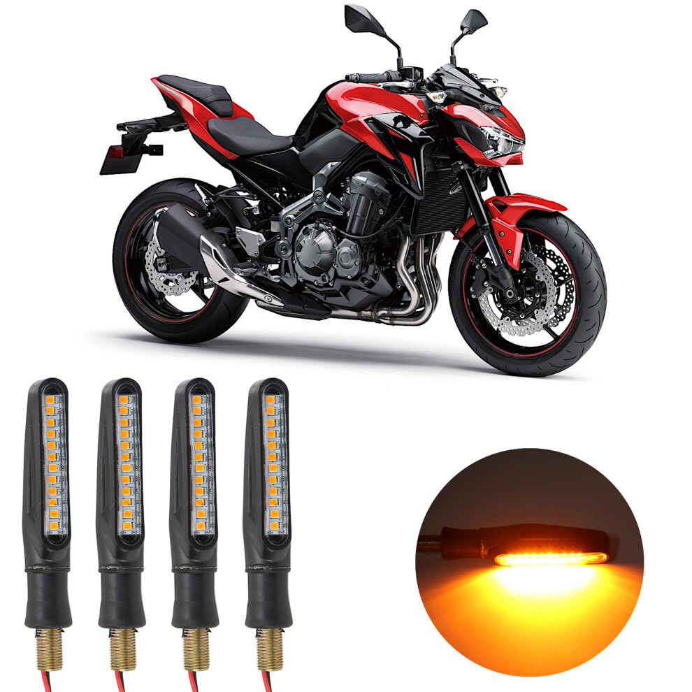 4Pcs Motorcycle Led Turn Signals 10.5X2.5cm 12V Amber 4141329400716