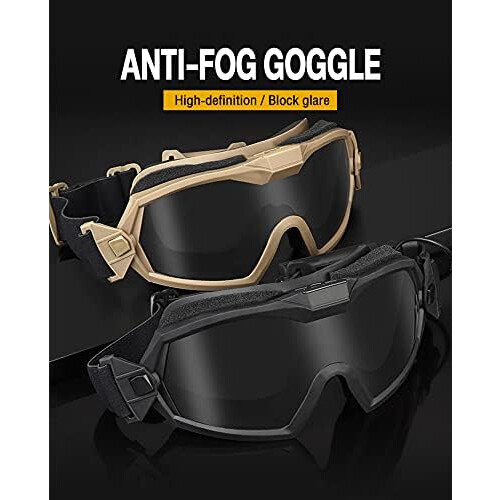 Tactical Airsoft Paintball Goggles Adjustable Regulator Goggles Set Windproof AntiFog Black 1