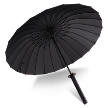 Long Ironing Umbrella Black Straight 24 Ribbed Umbrella with Fabric Cover Level A