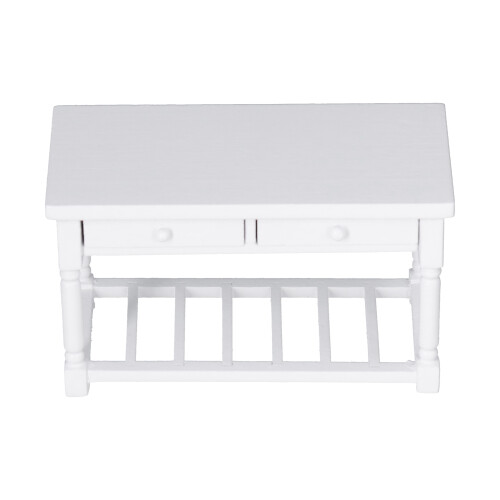 1:12 Table de cuisine pour maison de poupée blanche 11x6,5x5,5cm 1
