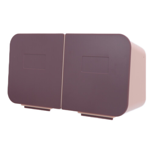 Scatola per trucco rosa/viola con coperchio a ribalta 2