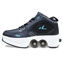 Roller Skates Shoes, 2in1 Shoes with Wheels, Black 39.5