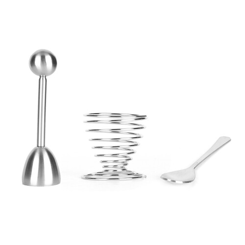 Stainless Steel Egg Cutter Topper Set with Eggshell Opener & Egg Cup