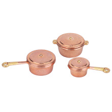 1:12 Ensemble d'ustensiles de cuisine pour maison de poupée Poêle et bouilloire en alliage doré