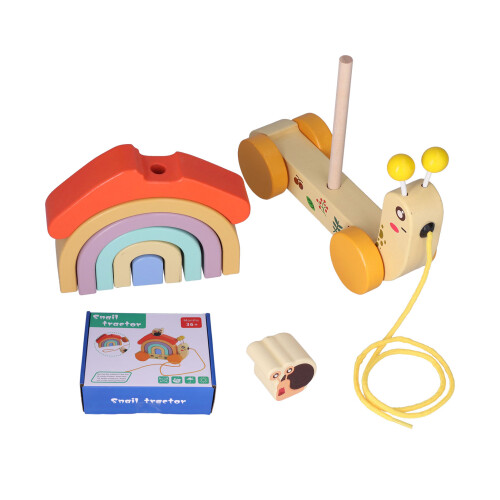 Beech Wooden Snail Pull Along Toy for Toddlers, 3+ Years 1