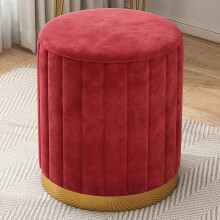 Ottoman Velvet Footstool with Removable Lid, Mushroom Stool for Living Room Bedroom Makeup Room Modern Round Makeup Chair for Storage storage Red
