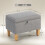 Homcom HOMCOM Linen Storage Ottoman Storage Box with Rubberwood Legs, Light Grey 3