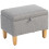 Homcom HOMCOM Linen Storage Ottoman Storage Box with Rubberwood Legs, Light Grey 2
