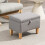 Homcom HOMCOM Linen Storage Ottoman Storage Box with Rubberwood Legs, Light Grey 7