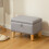 Homcom HOMCOM Linen Storage Ottoman Storage Box with Rubberwood Legs, Light Grey 1