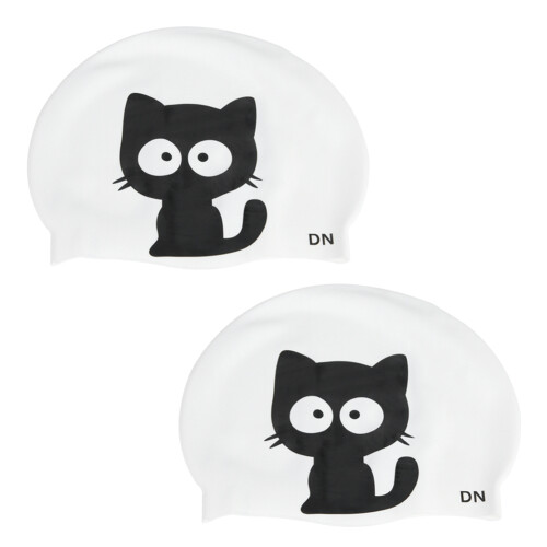 Lot de 2 bonnets de natation en silicone à motif chat, taille unique 1