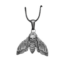Skull Moth Pendant Necklace Vintage Retro Animal Jewelry Gothic Hip Hop Accessory