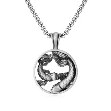 Vintage Pisces Zodiac Pendant Necklace Couples Fashion Personalized Ins Minimalist Jewelry