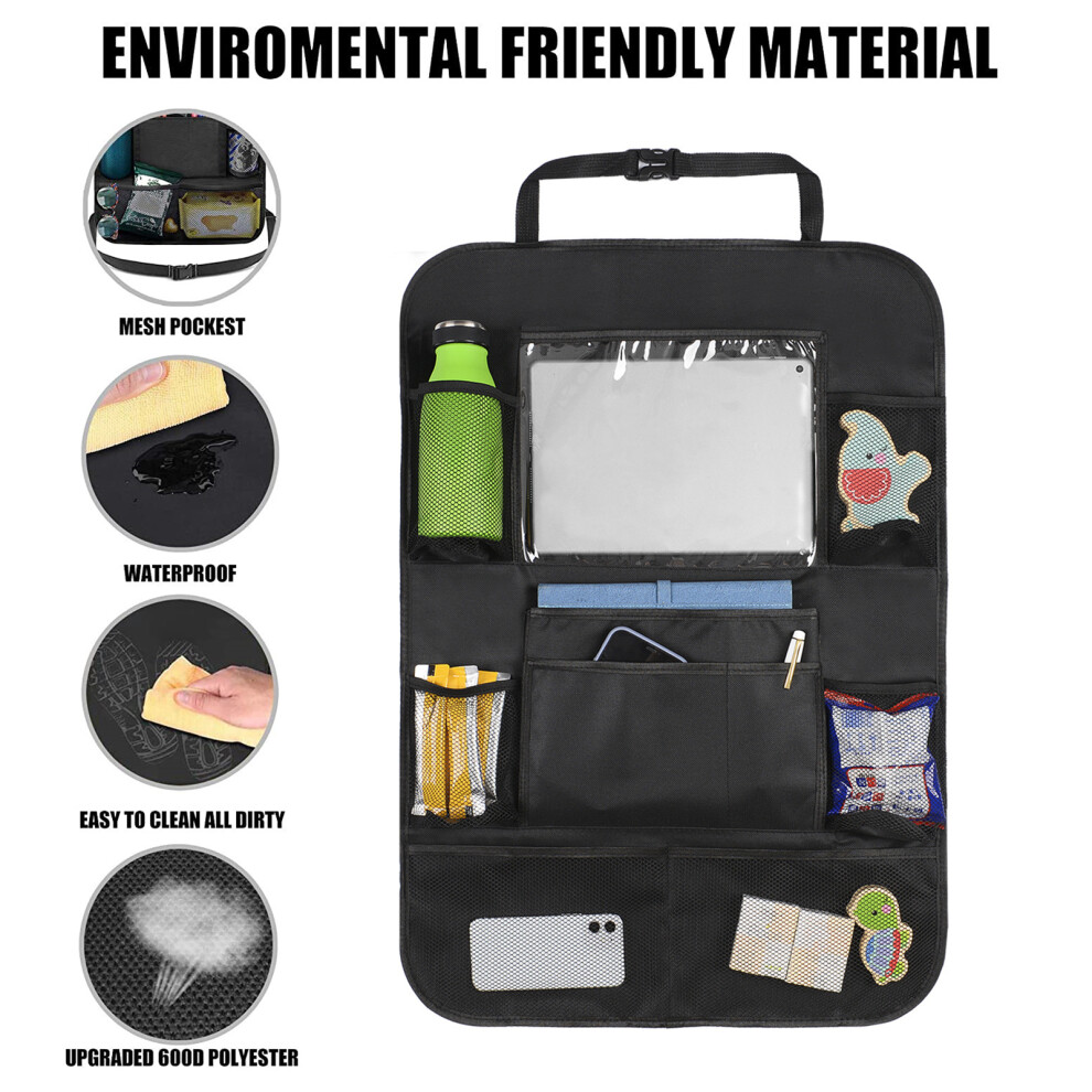 2 Pack Car Backseat Organizer With Tablet Pocket, Large Capacity, Black 3211329434873
