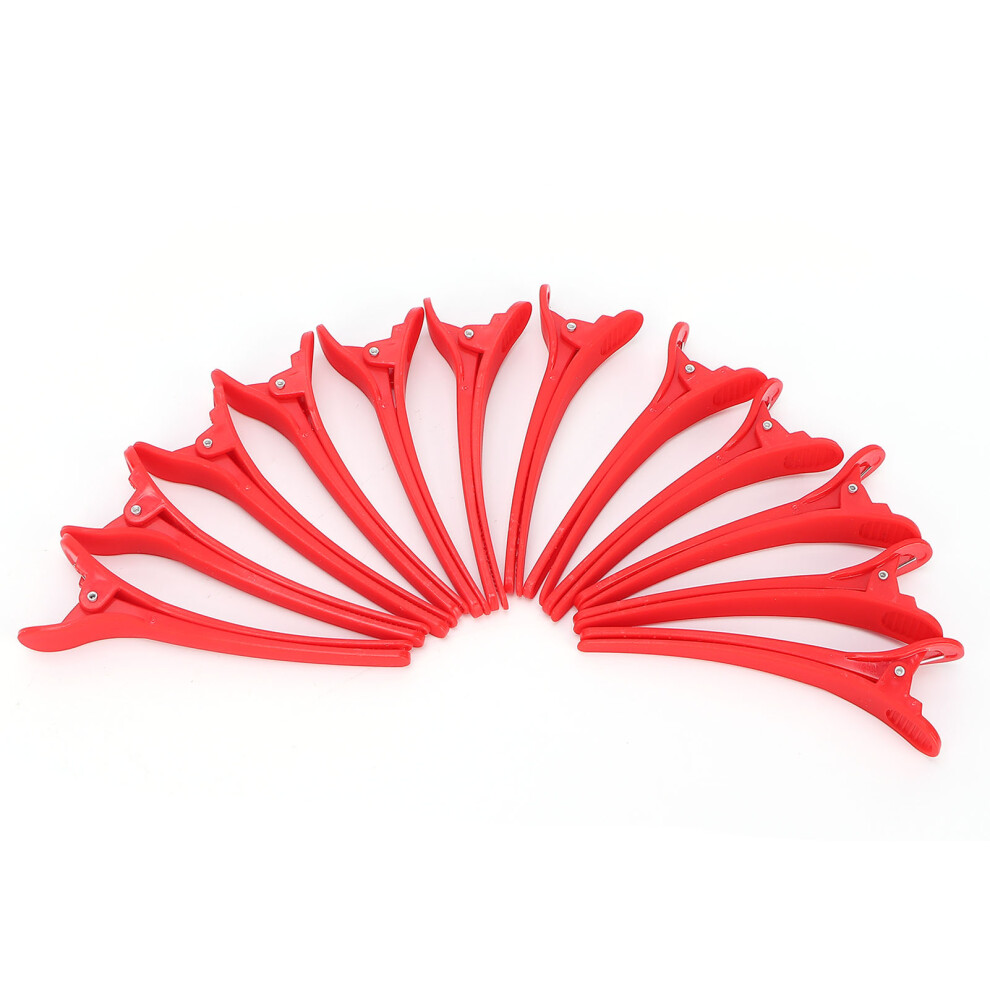 Red 12Pcs Nonslip Duckbill Hair Clips For Styling & Hairdressing