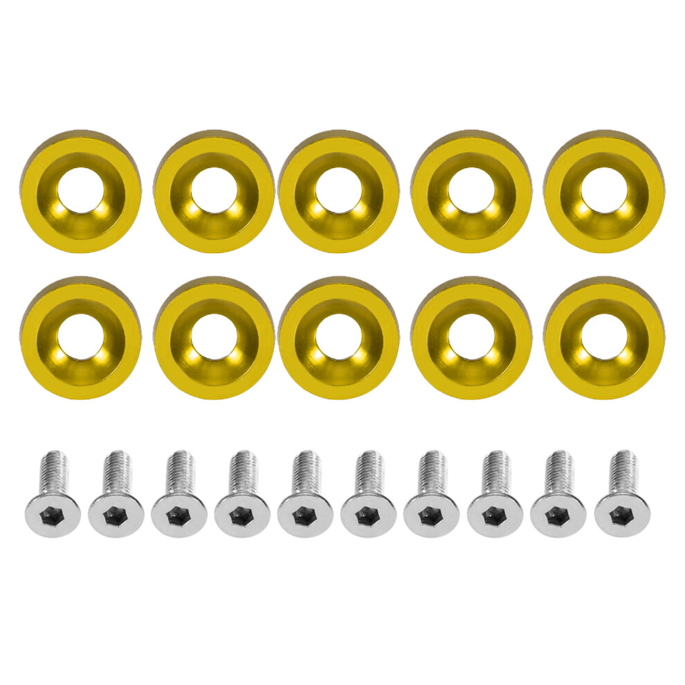 Car Modification M6 Gasket Bolt License Plate Frame Decoration Screw - Golden, 6Mm 7661329437606