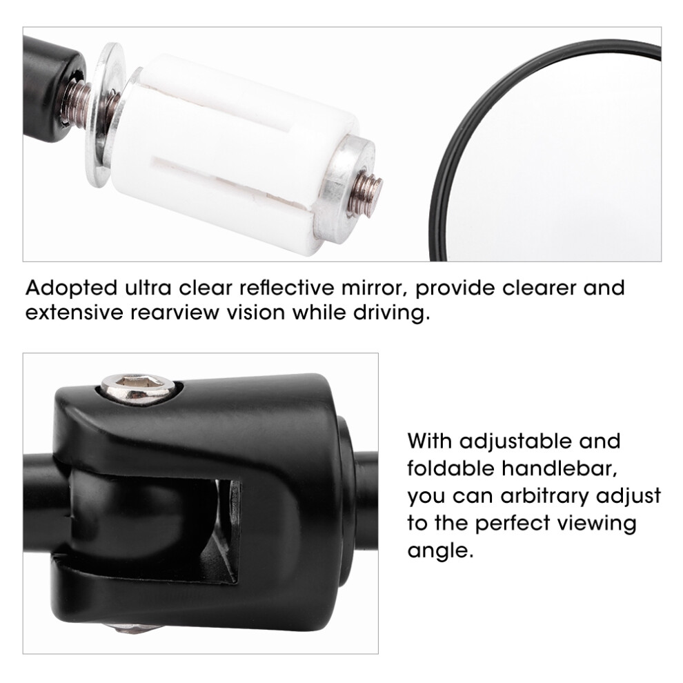 2Pcs Aluminum Folding Rearview Mirrors 22Mm Fit Most Motorcycles Black 7891329437676