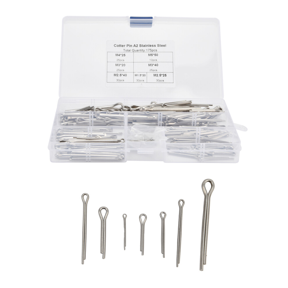 175Pcs Metal Clips & Cotter Pins Fastener Kit For Automotive & Machinery Use 9321329447613