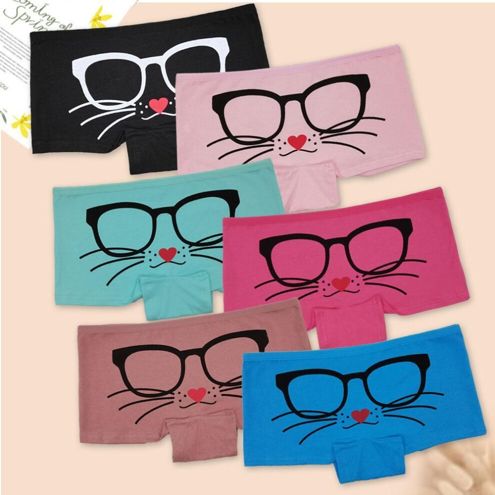 (L) Woman Underwear Panties Women Boxer Shorts Cotton Printed Ladies Knickers Boyshort For Women 6 Pcs