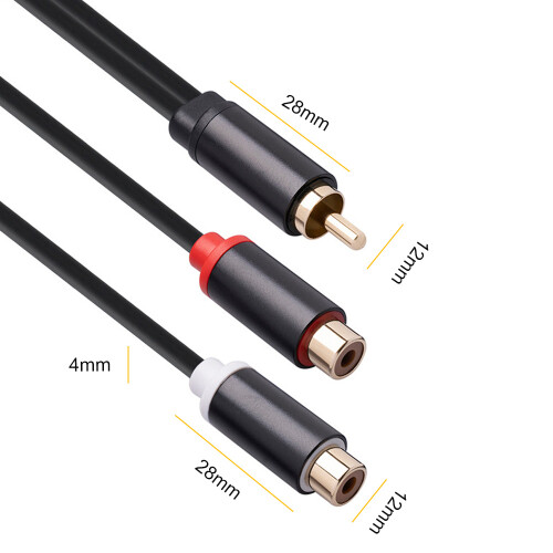 0,3 m 1M à 2F adaptateur audio en Y, câble plaqué or