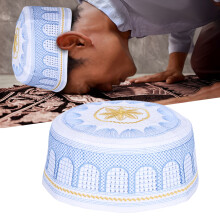 Cappello musulmano blu in poliestere-cotone per la preghiera