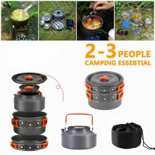 Kit de cantine ultraléger pour 2 à 3 personnes, bouilloire de 1,1 L, casserole de 17 cm