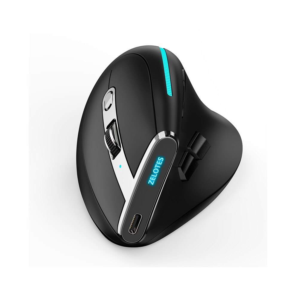(Black) Zelotes F36 Mouse Vertical Grip Ergonomic Anti-Mouse Hand Three-Mode Charging Bluetooth Black 6935158901111