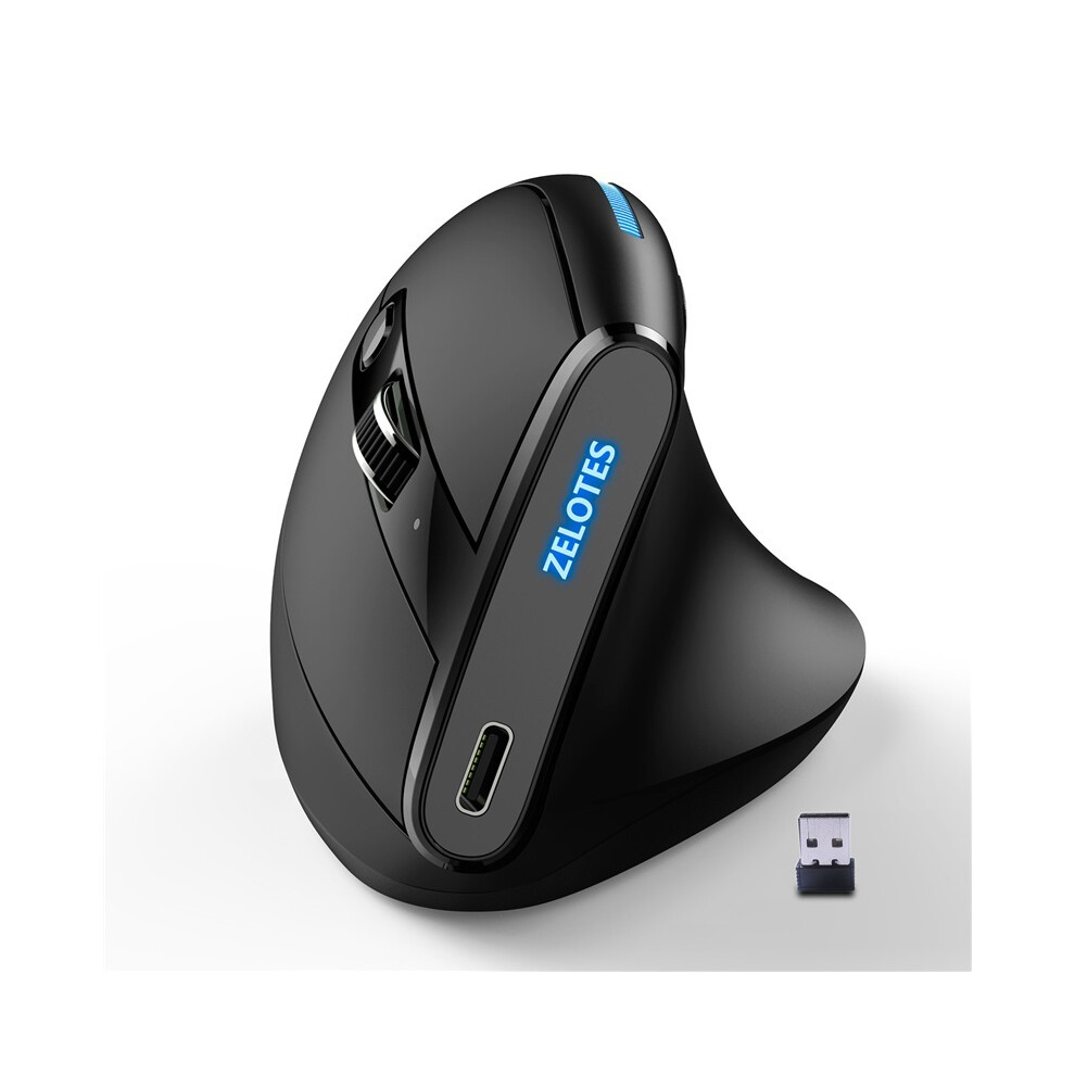 (Black) Zelotes Master F36a Vertical Ergonomic Gradient Mouse Black 6935158901319