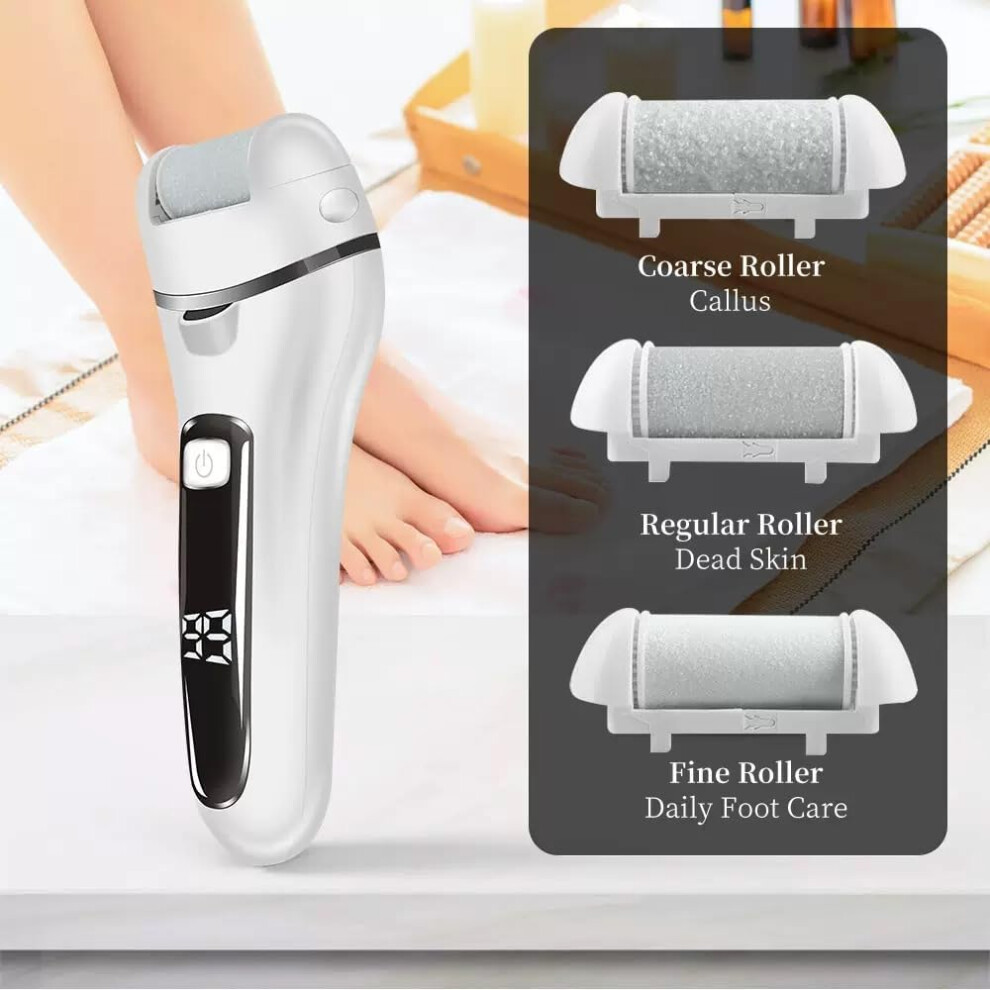 Foot File for Hard Skin - Callus Remover Grinder for Feet with Led Display for Removing Hard, Dead Skin - Foot Scraper Scrubber, Pedicure Sets