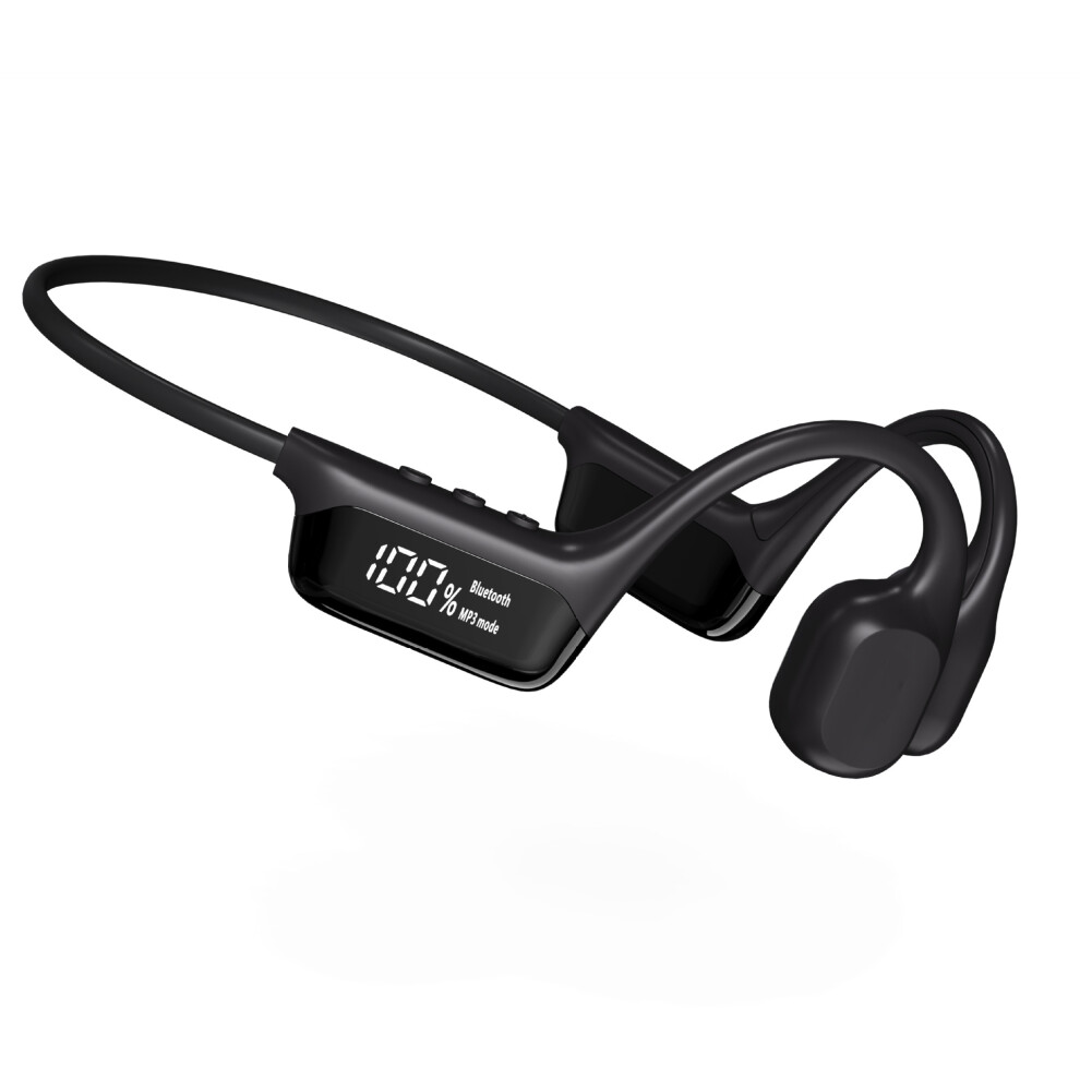 (Black) Display Bone Conducting Bluetooth Headset 5.4 With Waterproof Swimming 32G Memory Wireless Sports Headset Black 6935158901364
