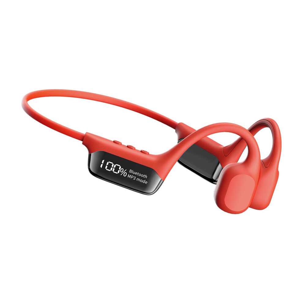 (Red) Display Bone Conducting Bluetooth Headset 5.4 With Waterproof Swimming 32G Memory Wireless Sports Headset Red 6935158901371