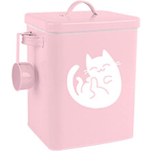 (#2) Dog and Cat Food Storage Container 6L, Cute Pet Food Storage Containers with Lids Airtight, Metal Cat Food Bin with Measuring Cup