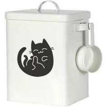 (#1) Dog and Cat Food Storage Container 6L, Cute Pet Food Storage Containers with Lids Airtight, Metal Cat Food Bin with Measuring Cup