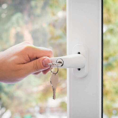 Alu Fenstergriff abschliebar, Sicherheitsfenstergriff wei mit 4 Schlsseln 2