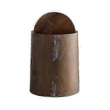 (15L) Wood Grain Bathroom Garbage Can with Swing Top Lid Large Capacity Rotating