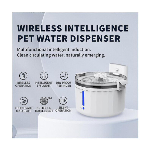 Fountain,2l Wireless Mot Sensor Automatic Pet Fountain Cordless Dog Dispenser,for , 1