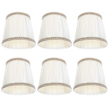 6Pcs Fabric Lampshade Set for E14 Candle Bulbs, Beige, Modern 12cm Height