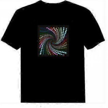 (7-color spinning circle, 4XL) Sound Music Activated Led Light Blinking Equalizer Music Festival Dj Rave Party Concert T-shirt